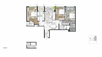 3 BHK-783 Sq.ft